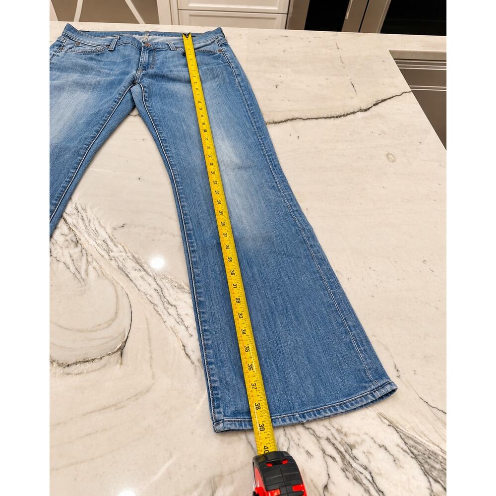 7 For All Mankind Bootcut Jean 31 Low Rise Stretch Y2K Model Off Duty Light Wash - Picture 9 of 13